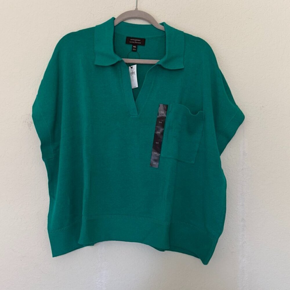 NWT BANANA REPUBLIC Oversized Johnny-Collar Green Sweater Women's Size M/L - Picture 3 of 10
